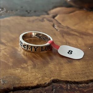 Retired New James Avery Silver "My Love" Engraved Band with Floral Accents